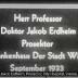 Herr Professor Doktor Jakob Erdheim Prosektor Krankenhaus Der Stadt Wien September 1933